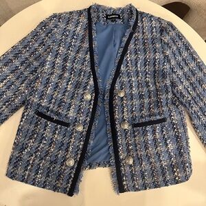 Express Tweed Blazer in Blue and Silver